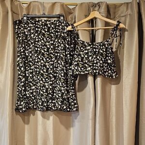 Floral Black Skirt